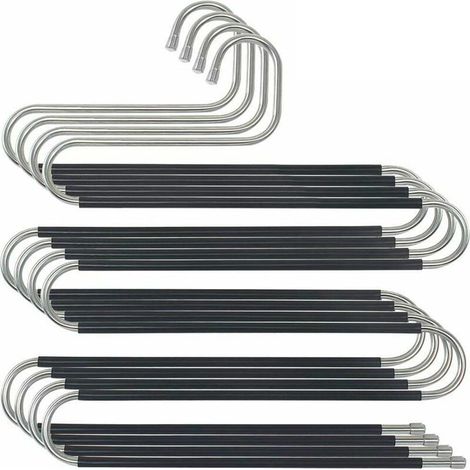 5 Cintres pantalons, acier inoxydable, design en S, gain de place, pour garde-robe (1/5)