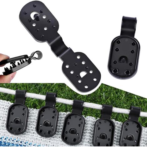 100 clip per telo ombreggiante, clip per rete da giardino, reti ombreggianti, reti per uccelli, staccabili, riutilizzabili, antivento, tendalino nero (1/4)