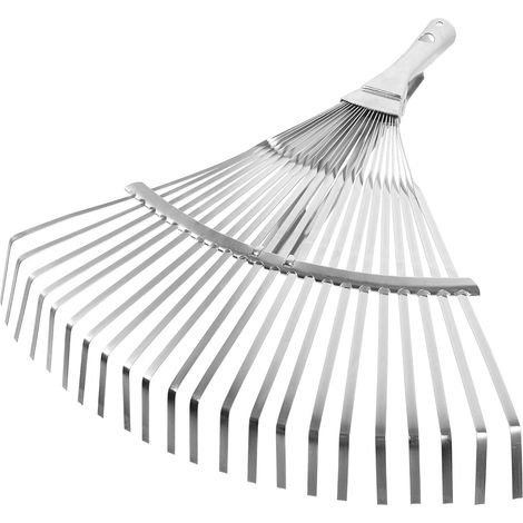 Robuster Gartenrechen aus Edelstahl mit Teleskopstiel Leicht