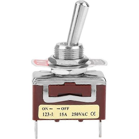 Interrupteur à bascule 15 A 250 V, à bouton-poussoir marche/arrêt, bipolaire, 2 positions, 12 mm