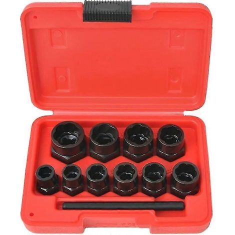 Kit d'extracteurs de boulons/écrous endommagés en acier, 11 outils à main (1/4)