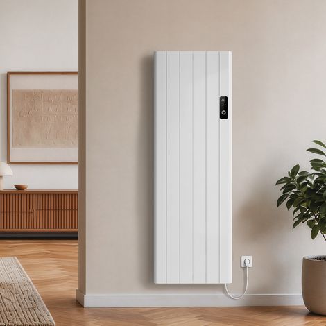 EMKE Radiateur à Convection en Aluminium 2000W, Radiateur Électrique Mural 160x54,5cm, Blanc, Thermostat WiFi, Écran Tactile LCD, 4 Modes de Chauffage (1/5)