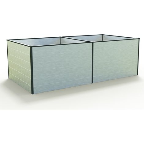 GFP Hochbeet Kräuter-Gemüse-Beet KINGSIZE DANIELA Aluminium - 235 x 119 x 77 cm - Alu natur - formstabil und witterungsbeständig mit Aluminium-Hohlkammerprofilen
