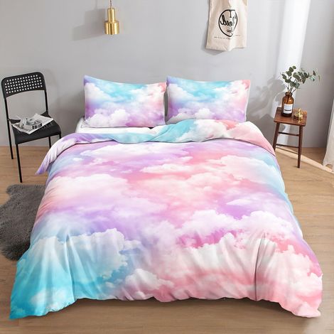 Bettwäsche-Set Bunte Wolken 200x200cm mit 2 Kissenbezügen 80x80cm
