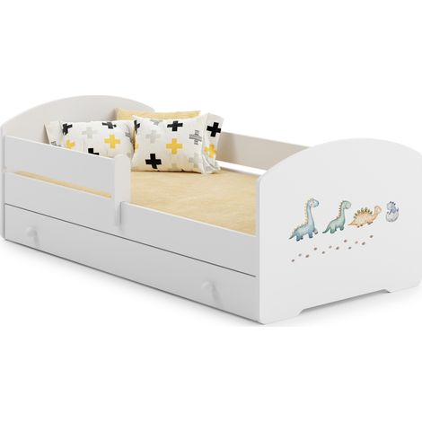 LUK letto per bambini con cassetto e sponda 140x70 Dinosauri