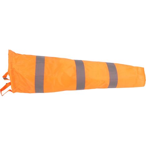 Manche à air réfléchissante orange en polyester de 80 cm, idéale pour mesurer la direction du vent en extérieur, notamment dans les aéroports. (1/5)