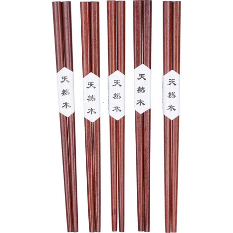 5 Paires Baguettes Bois de Fer, Finition Vernie Lisse, Réutilisables pour Cuisine Maison Hôtel Cadeau (1/5)