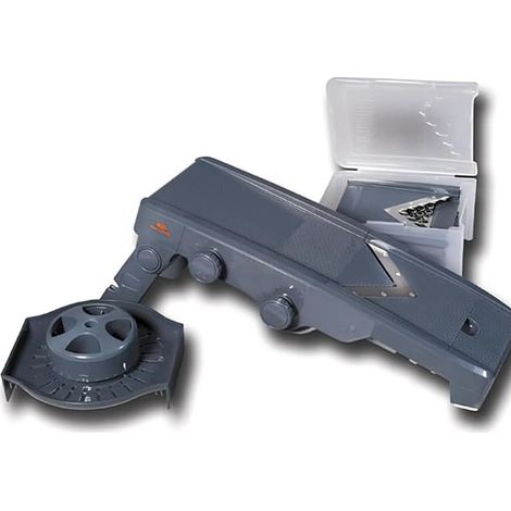 Mandoline avec coupe en V avec 5 lames et presse-agrumes inclus, Couleur Gris, Dimensions 34,29 x 15,49 x 12,7 cm