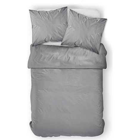 Parure de Lit 2 Personnes Housse de Couette et 2 Taies d'oreiller Coton Gris 220 x 240 cm (1/3)