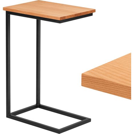LAMO Manufaktur Beistelltisch Laptoptisch Sofatisch mobiler Kaffeetisch Nachttisch 45x30x67 cm Gestell Schwarz 100% Echtholz Massiv Platte farbe: Natur (1/5)