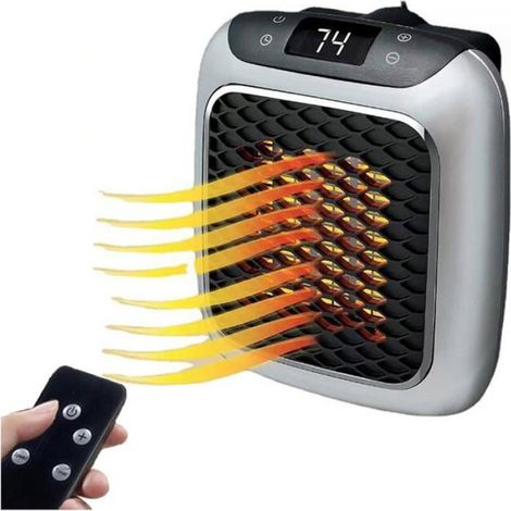 Radiateur soufflant portable 800 W, économique avec thermostat, petit modèle enfichable, télécommande incluse (1/4)