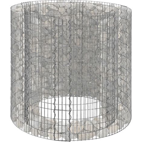 Jardinière surélevée en Gabion Rond, Acier argenté (1/5)