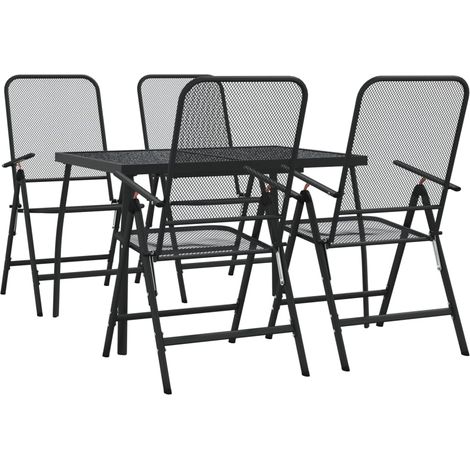 Maison Exclusive - 5-tlg. Garten-Essgruppe Anthrazit Streckgitter