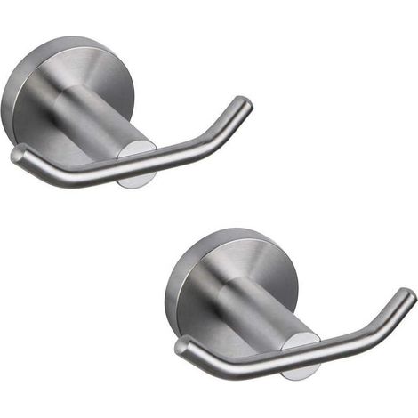 Porte-manteau de salle de bain en argent SUS 304 porte-manteau double en acier inoxydable / peignoirs, convient à la salle de bain et à la cuisine ensemble de 2 pièces mural de style hôtel moderne, En (1/5)