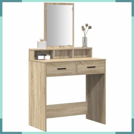 865138 Table de Toilette avec tiroir Chêne Sonoma 79 x 41 x 140 cm (1/5)