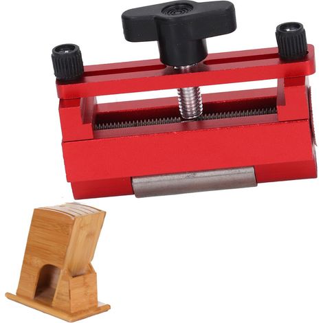Aiguiseur de Couteaux à Angle Fixe, Gabarit de Travail du Bois, Bloc de Couteaux en Bambou avec Porte-Couteau de Cuisine et Support de Rangement (1/5)