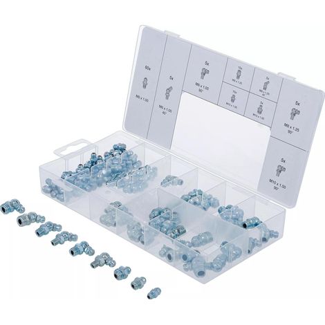 Assortiment 110 graisseurs a visser metriques, droit et coudee (1/3)