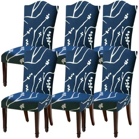 Housses de Chaise Extensibles pour chaises de Salle à Manger, Housse de Protection de Chaise6 pièces, Housses de siège de Protection de Chaise élastique (1/4)