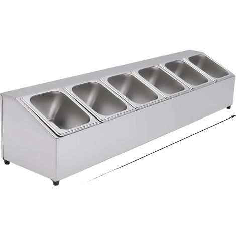 Contenedores de ingredientes de acero inoxidable de gran capacidad, color plata. (1/2)