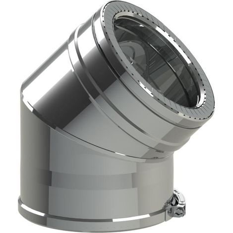 TEN – Coude à 45° inox 316/304 pour conduits d'évacuation – Dimensions 150-200 mm – Résistance à la corrosion – Bride de sécurité incluse