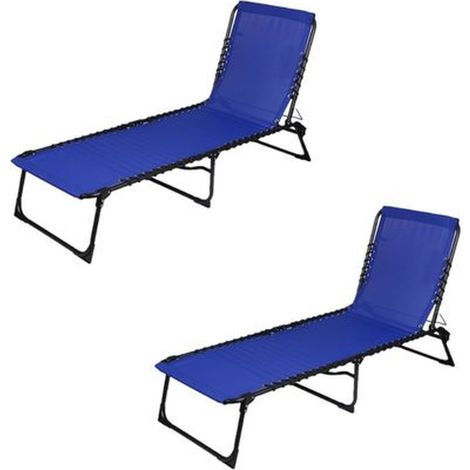 Lot de 2 bains de soleil pliables en acier et textilène (1/4)
