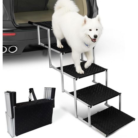 Hundetreppe faltbar für Auto, gelenk-schonend, bis 113kg, 5 Stufen (1/5)