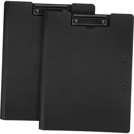 Classeur-Agenda Pliable A4 - Clip Métallique Double - Pour Bureau École Médical - Noir - 2 Pièces (1/5)