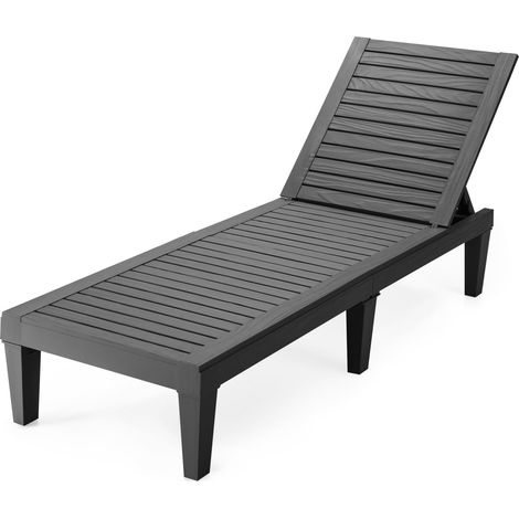 Lettino prendisole regolabile per esterni, nero, 190x57,5x29 cm