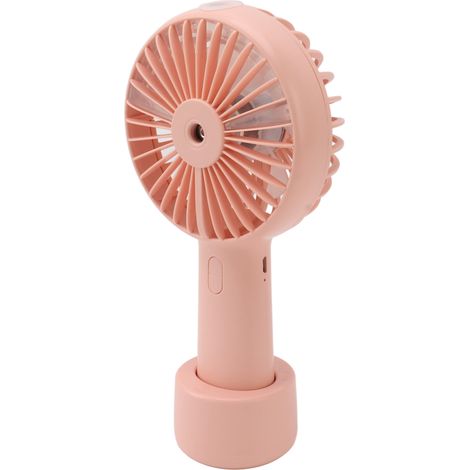 Ventilateur brumisateur portable silencieux 2000 mAh, 3 vitesses de ventilation, 2 modes de brumisation, 7 pales turbines, USB, rose (1/5)