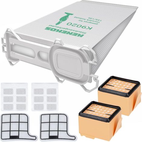 12 sacs aspirateur + 2 filtres Hepa + 2 filtres de protection moteur + 12 x parfum adapté à Vorwerk - Kobold 135/136 / 135SC / VK135 / VK136 (1/5)