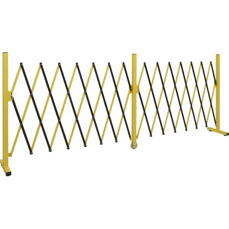 Barriére de sécurité en aluminium HWC-B34, barriére extensible à ciseaux, 103 x 52-400 cm - jaune-no (1/5)