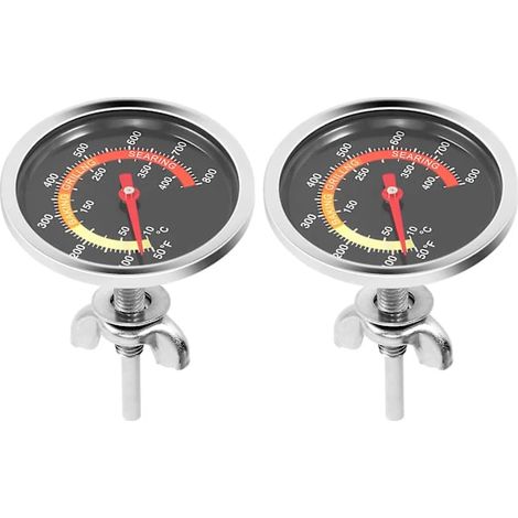 Thermomètre pour barbecue (lot de 2), jauge de température en métal, de 10 °C à 400 °C, pour barbecues à charbon, fumoirs et fours à pizza