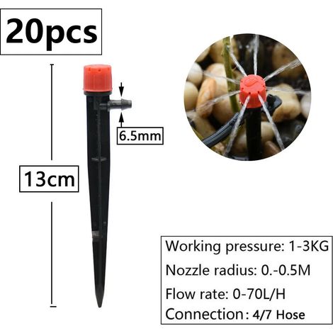 Kit d'arrosage automatique goutte à goutte (20 pièces) comprenant un tuyau d'arrosage, un goutteur réglable et un ensemble d'outils de jardin. (1/5)