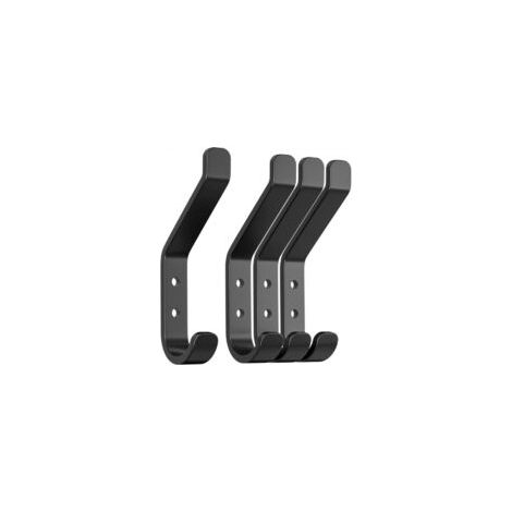 Juego de 4 ganchos de pared especialmente diseñados para paneles de absorción acústica, fijados con tornillos, que también pueden usarse como percheros, fabricados en aluminio negro, 10 cm. - Crezuo