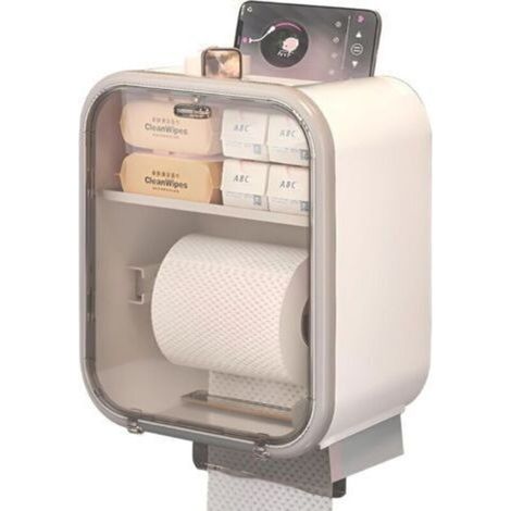 Porte-papier toilette mural, distributeur de papier toilette étanche, installation sans perçage, pour toilettes et cuisines (1/4)