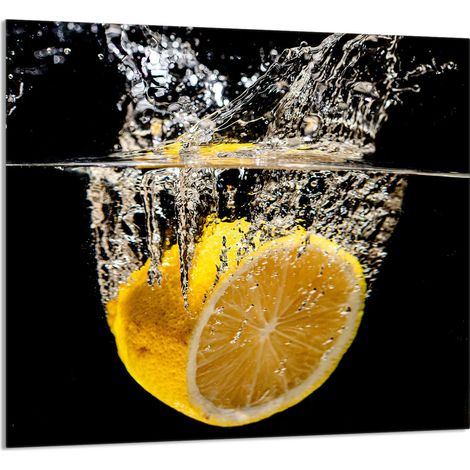 GLASPLATTE FÜR KÜCHE 65x60 Zitrone