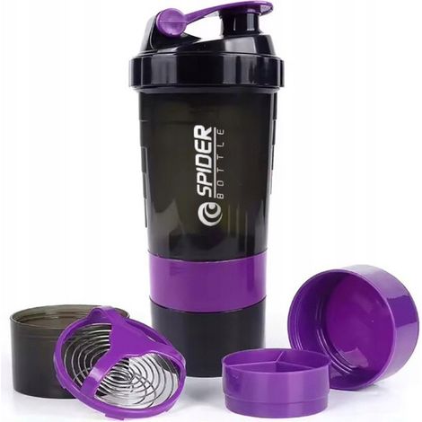 Shaker sportivo Ecarla per integratori proteici con filtro, 500 ml, viola, BD55FIO (1/2)