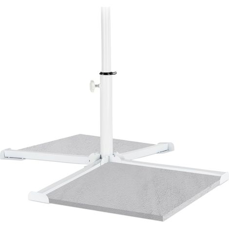 Pied de Parasol, pour mâts de 19-34 mm, Socle Pliable, à verrouiller, Acier, Blanc (1/5)