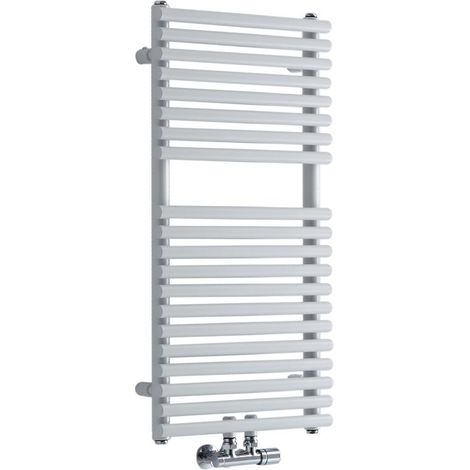 Milano Via White Central Connection Bar On Bar Heated Towel Rail Radiator - 835mm x 400mm (1/5)