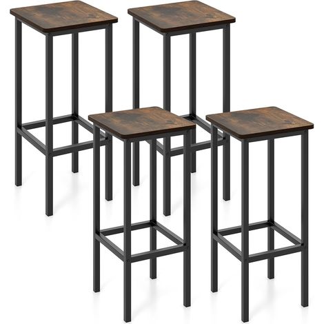 COSTWAY Set di 4 Sgabelli da Bar, Sgabello da Bar con Gambe in Metallo e Poggiapiedi, Sgabello senza Schienale per Cucina, Sala da Pranzo e Bar, 30 x 30 x 65 cm (1/5)
