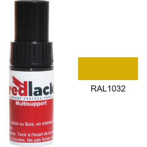Frasco de retoque con pincel 9 ml – RAL 1032 – Amarillo Escoba – Satinado – para múltiples superficies – Redlack