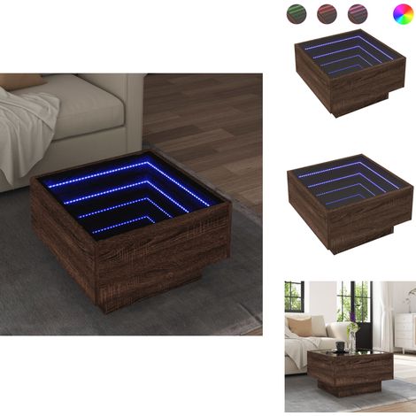 LED-Couchtisch Braun Eichen-Optik 50x50x30 cm Holzwerkstoff - Couchtisch - Couchtische - Beistelltisch - Sofatisch (1/5)