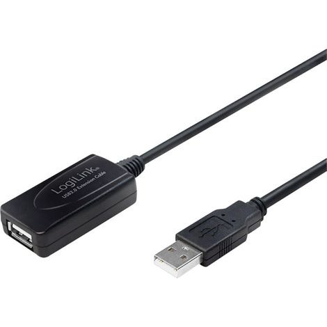 LogiLink USB-Kabel USB 2.0 USB-A Stecker, USB-A Buchse 10.00 m Schwarz UA0143 (1/2)