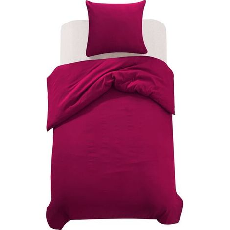 Housse de couette en duvet bordeaux 155x220/80x80 cm (1/5)