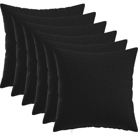 vidaXL Cushion with Pillow HEERLEN 6 pcs Black Fabric (1/5)