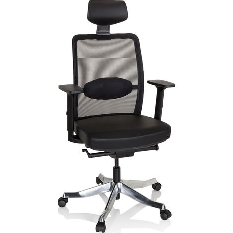 Bürostuhl / Drehstuhl SENATOR PRO Netzstoff / Leder schwarz hjh OFFICE (1/5)