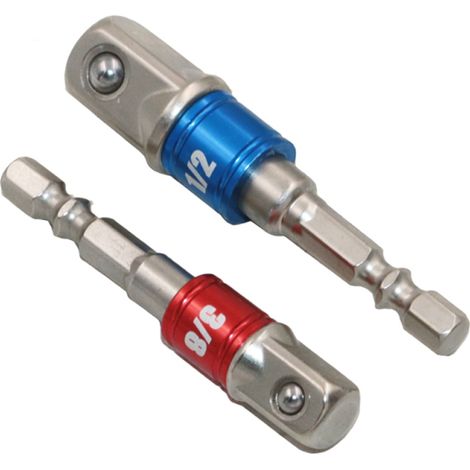 Set de 3 Adaptateurs Prise Carrée 1/4" 3/8" 1/2", Acier Chrome-Vanadium , Pour Perceuse Visseuse, Mandrin 6,4mm (1/2)