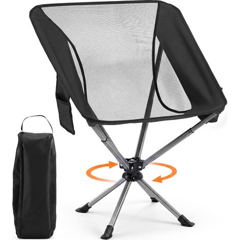 Chaise de Camping Pliante d'Extérieur Portable, avec Rotation à 360°, Sac de Transport, Porte-Gobelet et Poche Latérale, pour Jardin, Charge 150 KG (1/5)