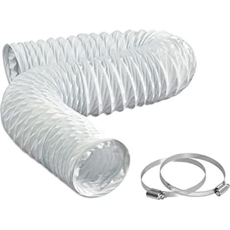Tuyau d'Evacuation Flexible PVC Gaine de Ventilation Ø 102mm Longueur 2.5m Kit de Raccord pour Salle de Bain Cuisine Sèche-linge avec 2 Colliers de Serrage en Acier Blanc (1/5)