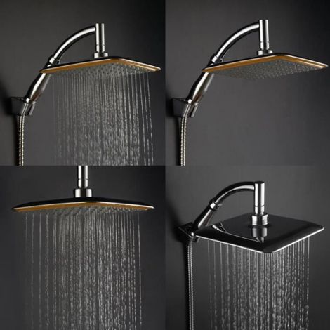 Pommeau de douche carré haute pression de 20,3 cm - Pulvérisateur carré à joint pivotant - Permet d’économiser de l'eau (1/4)
